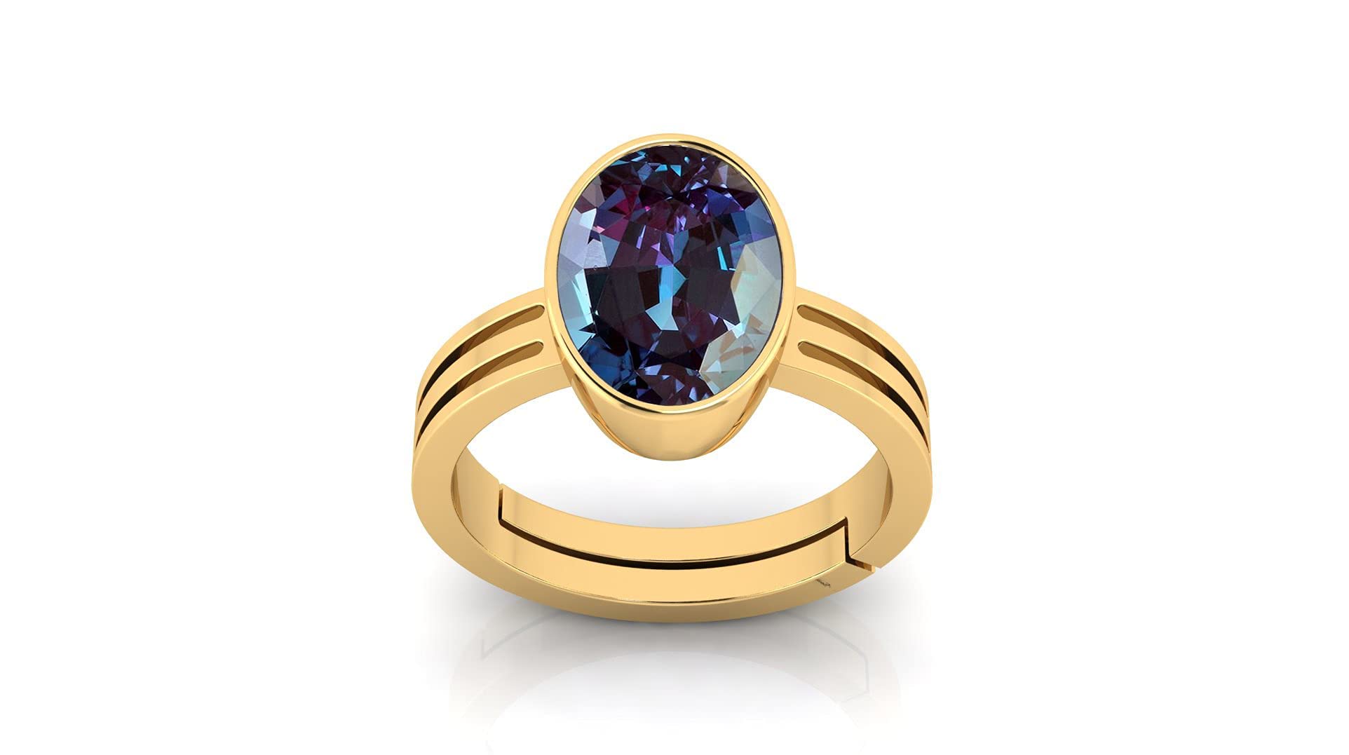 JAGDAMBA GEMS11.25 Ratti Color Changing Alexandrite Ring Gold Plated AAA Quality Excellent Shinning Stone Ring Men and Women,s (GGTL Lab - Certified)