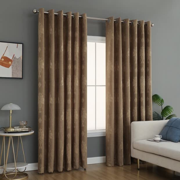 Prime Linens Curtains for Living Room Ring Top Jacquard Curtains Fully