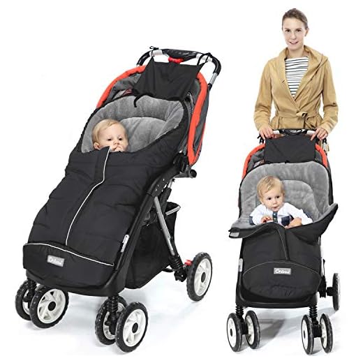 Orzbow Saco silla paseo invierno Universal para Cochecito y Silla de paseo - para carro bebe,capazo - Impermeable a Prueba de Viento Hasta -10° (Negro,0-36 Meses)