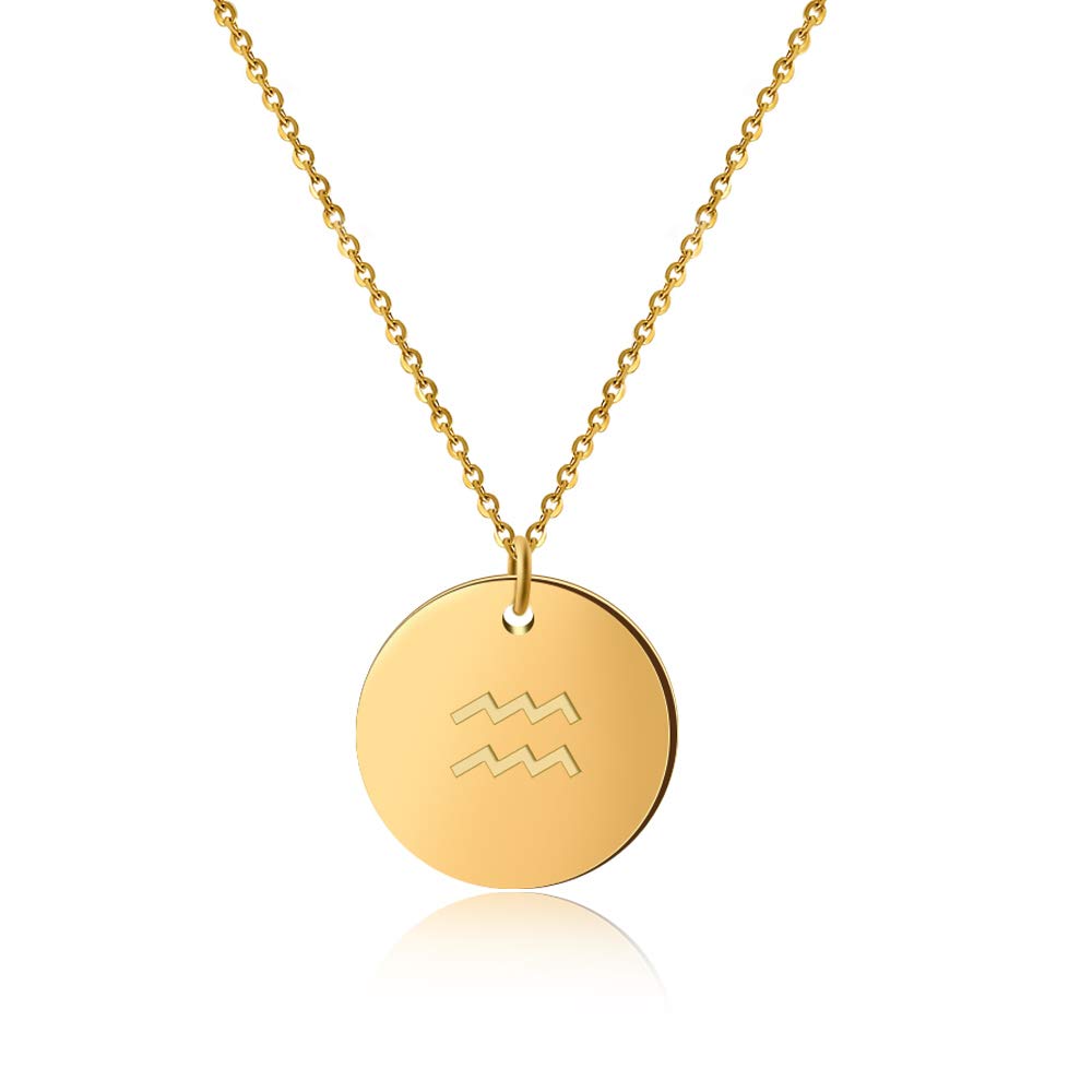 GD GOOD.designs Cadena de oro del zodiaco de 18 quilates - Impermeable I Collar chapado en oro con colgante del horóscopo I Collar del zodiaco de acero inoxidable para señoras