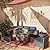 RTDTD Outdoor Patio Furniture Set with Propane Fire Pit Table, 7 Pcs Outdoor Furniture Patio Sectional Sofas Conversation Sets w/ETL Approved 43" Gas Outdoor Fire Table & Coffee Table (Dark Blue)