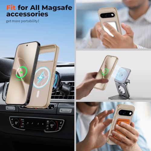 Image of SUPFINE Magnetic for Google Pixel 11 Pro Case - Pink Gold | With Screen Protector,Translucent Matte,Built-in Magnets,Military Grade Drop Protection,Shockproof Phone Cover