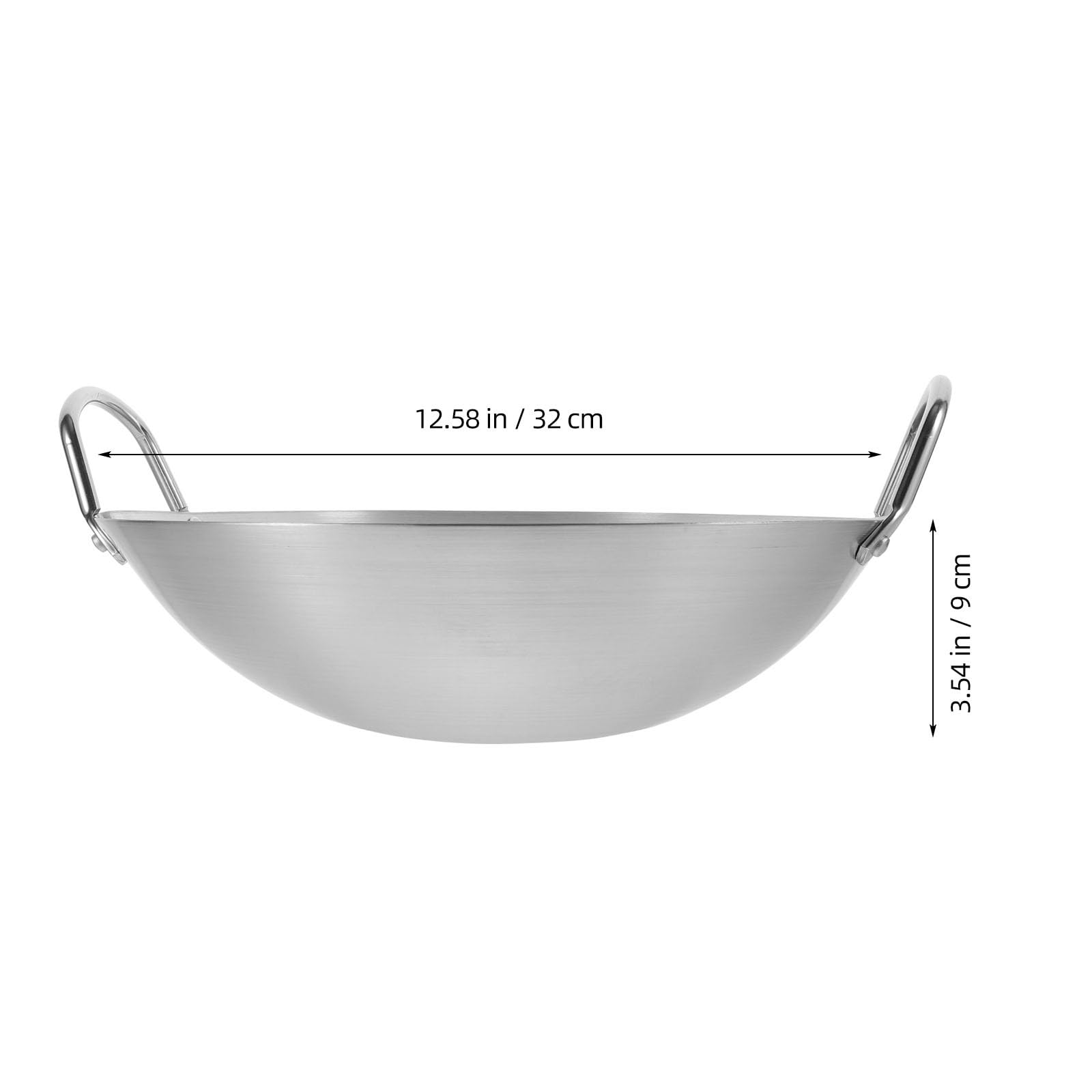 Edelstahl Wok mit Rundem Boden, Silber, Gleichmäßige Wärmeverteilung