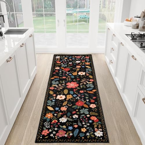 Non-Slip Washable Runner Rug with Boho Floral Design - $22.99