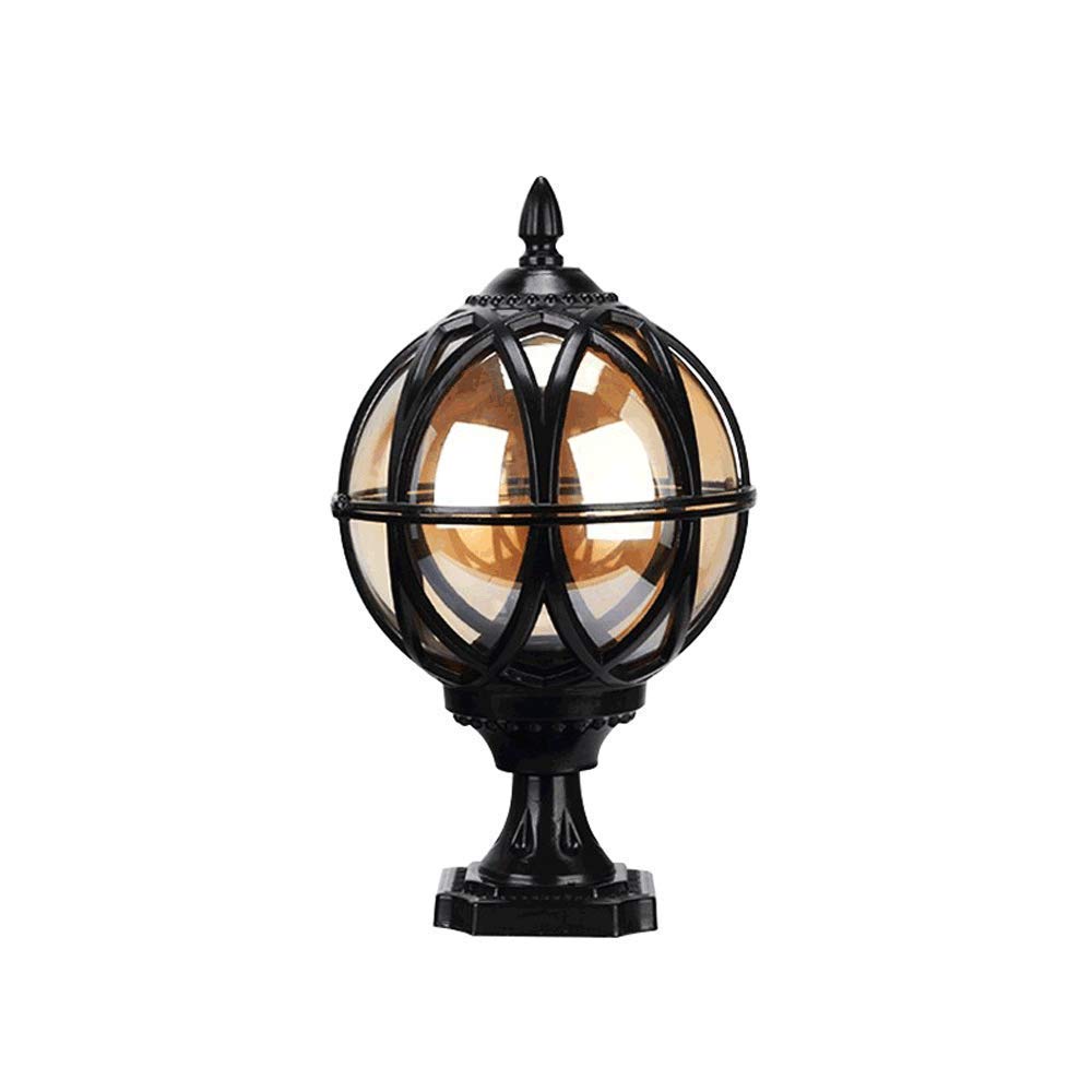 Exterior Rainproof Pillar Light Traditional Victoria Landscape Waterproof Outdoor Pillar Light Column Lamp Aluminum Glass Globe Post Lanterns American Patio Villa Garden Balcony Gate Street Lighting