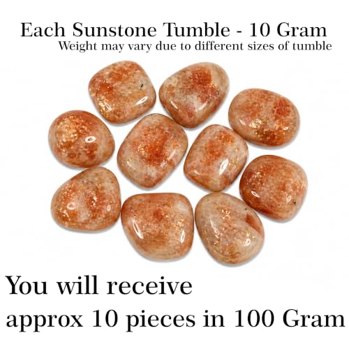 Image of Crystal Sunstone Tumble Stone Pebble Tumbled Gemstone for Reiki Healing Vastu Correction Gravels for Aquarium Home Decor Garden Table (100 Gm)
