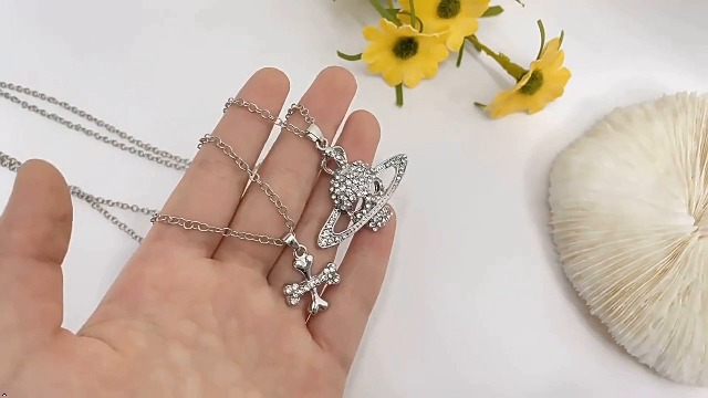 Yumikoo Skull Saturn Planet Necklace Cross Anime Gothic for Women