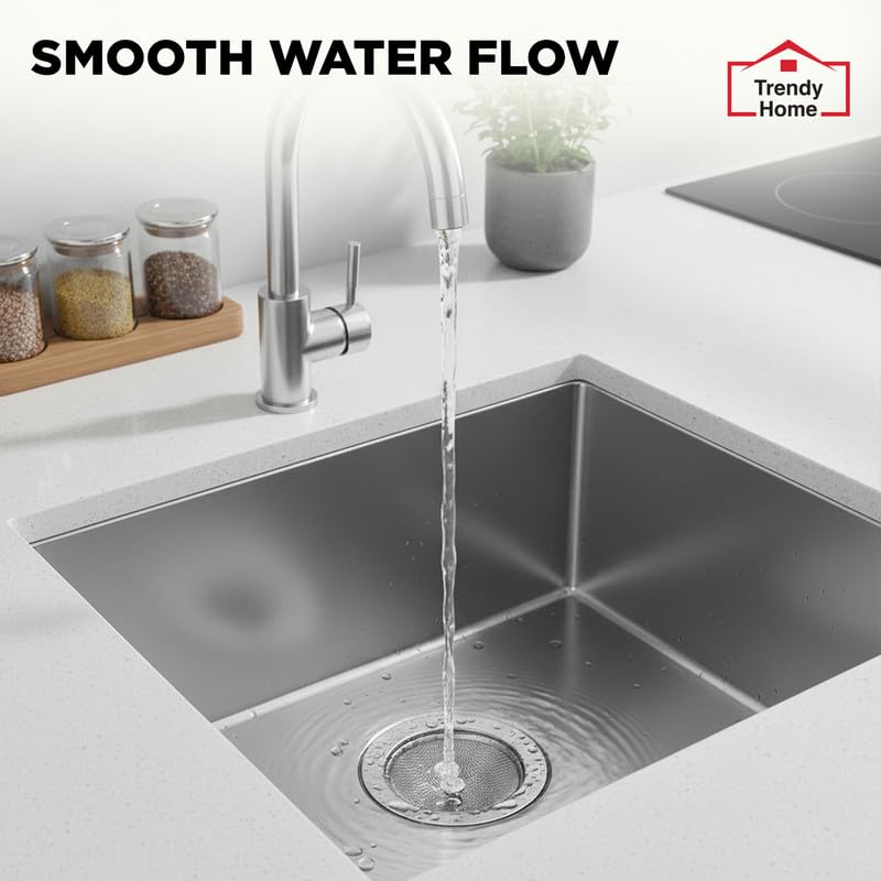 Image of Trendy Home Stainless Steel Kitchen Sink Strainer Jali, 11x11x3.5 cm | Pack of 1, Rustproof Anti Clog Sink Drain Cover Filter For Waste Coupling