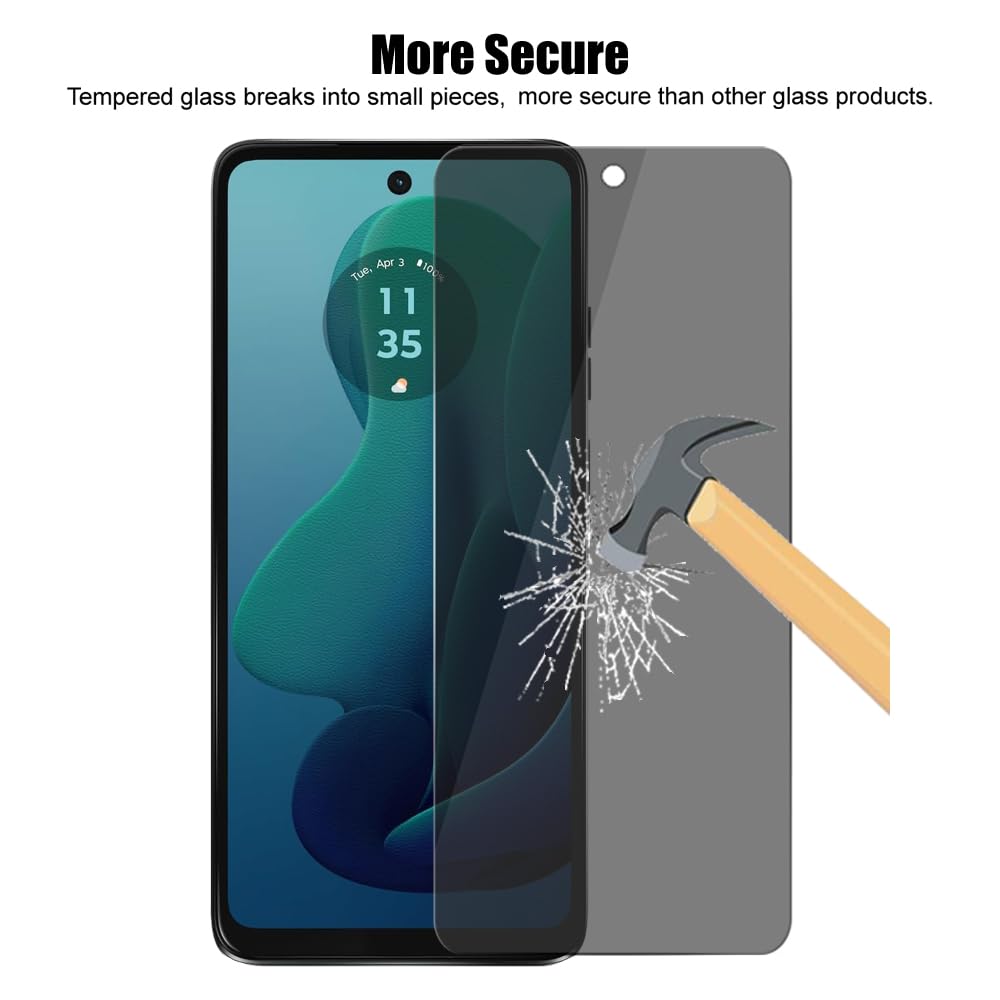 (3+3) - Protector de pantalla de vidrio templado privado antiespía para Motorola Moto G 5G 2024 (3 unidades) y 3 protectores de lente de cámara