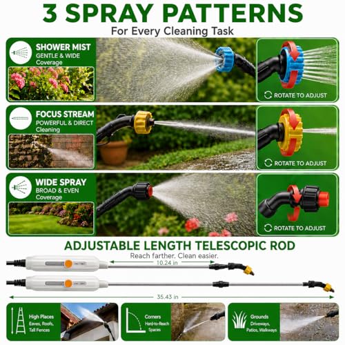 Image of Battery Powered Garden Sprayer, 2.1 Gallon Electric Plant Sprayer with Rechargeable Handle, 3 Adjustable Nozzles, Telescopic Wand,Shoulder Strap,Portable Weed Sprayer for Lawn,Garden,Yard