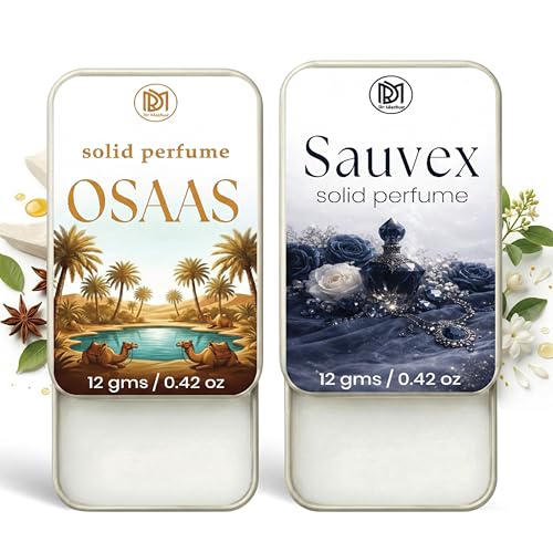 Image of Dr.Mashur Solid Perfume |Osaas&Sauvex Alcohol Free Wax Perfume Balm, Long Lasting | Pocket Tin 12g, Pack Of 2| Non Greasy Smooth Glide, Travel Friendly Men And Women
