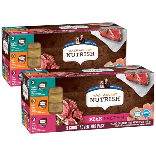 Nutrish Peak Protein Wet Dog Food Variety Pack, 3.5oz Cups (Rachael Ray) | Includes 3 Flavors of Chicken with Duck, Lamb and Beef in Gravy, High Protein, Grain Free, No Artificial Flavors - image 1
