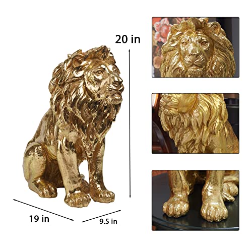 Estatua de León Dorado 20 pulgadas Decorativa miniatura 3