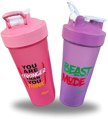 Miniatura 12 de Magiko - Botellas mezcladoras para proteínas, botella de agua portátil de 28 onzas, a prueba de fugas, para antes del entrenamiento, sin BPA, Rosa