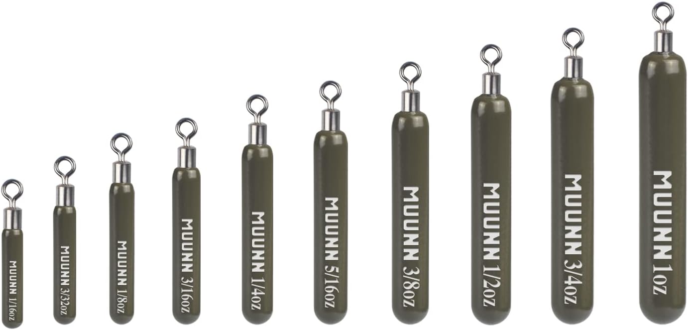 10 Pack Tungsten Free Rig Skinny Drop Shot Weights,Raindrop Free Rig Fishing Sinkers kit for Drop Shot Rig