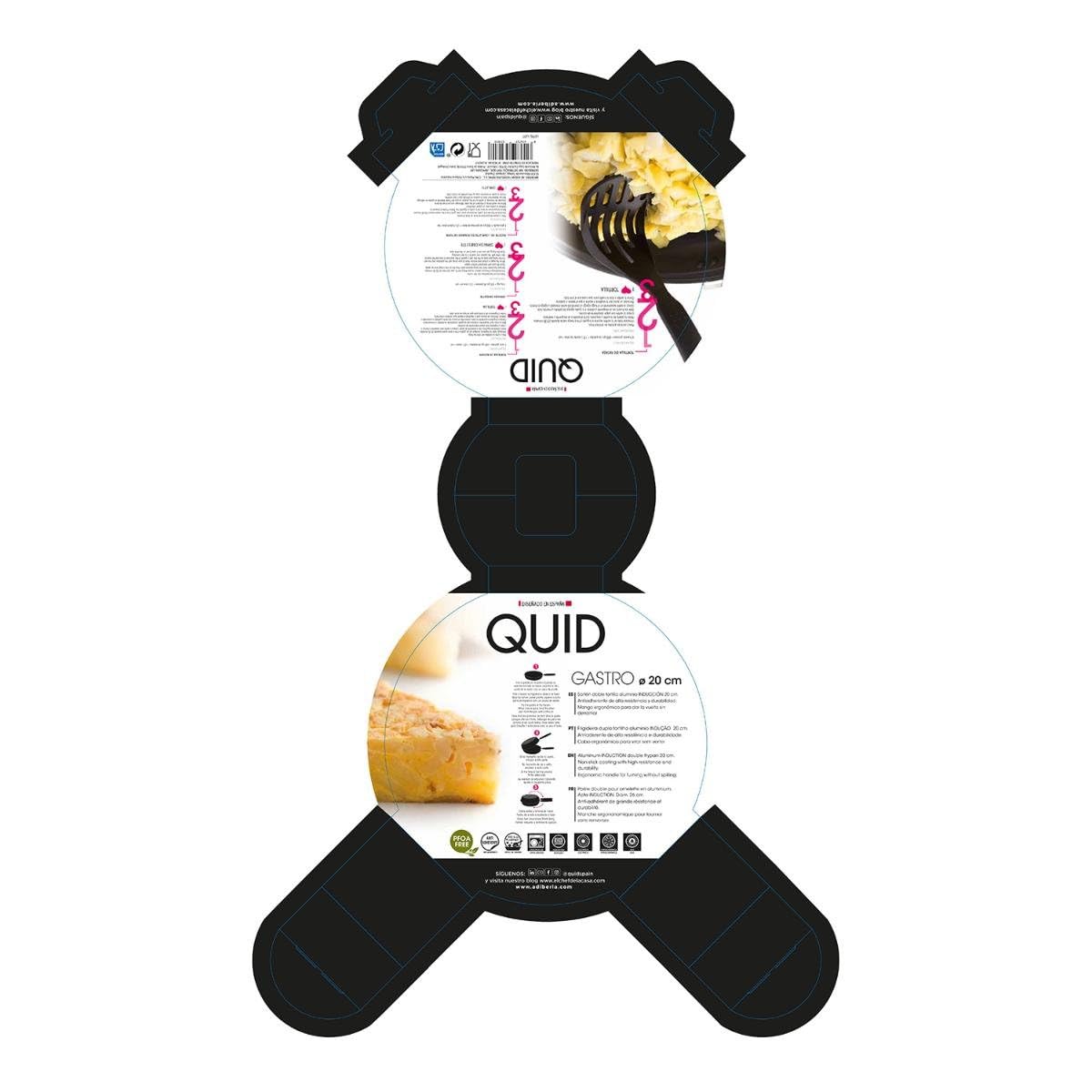 Quid Gastro – Padella Doppia, 20 cm, Alluminio Stampato, colore: Nero