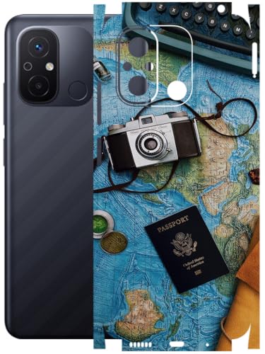 Image of AtOdds - Full Body Back Screen Guard Protector Film - Lamination Wrap Skin Sticker Compatible with REDMI 12C | Scratchproof Matte Finish (Travel Map)