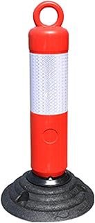 Flexible Traffic Memory Post Traffic Delineator Reflective Highway Contra Flow Delineator Barrier Portable Spposts with Rubber and Plastic Base for Parking Lot Construction Caution Roads/50Cm (()