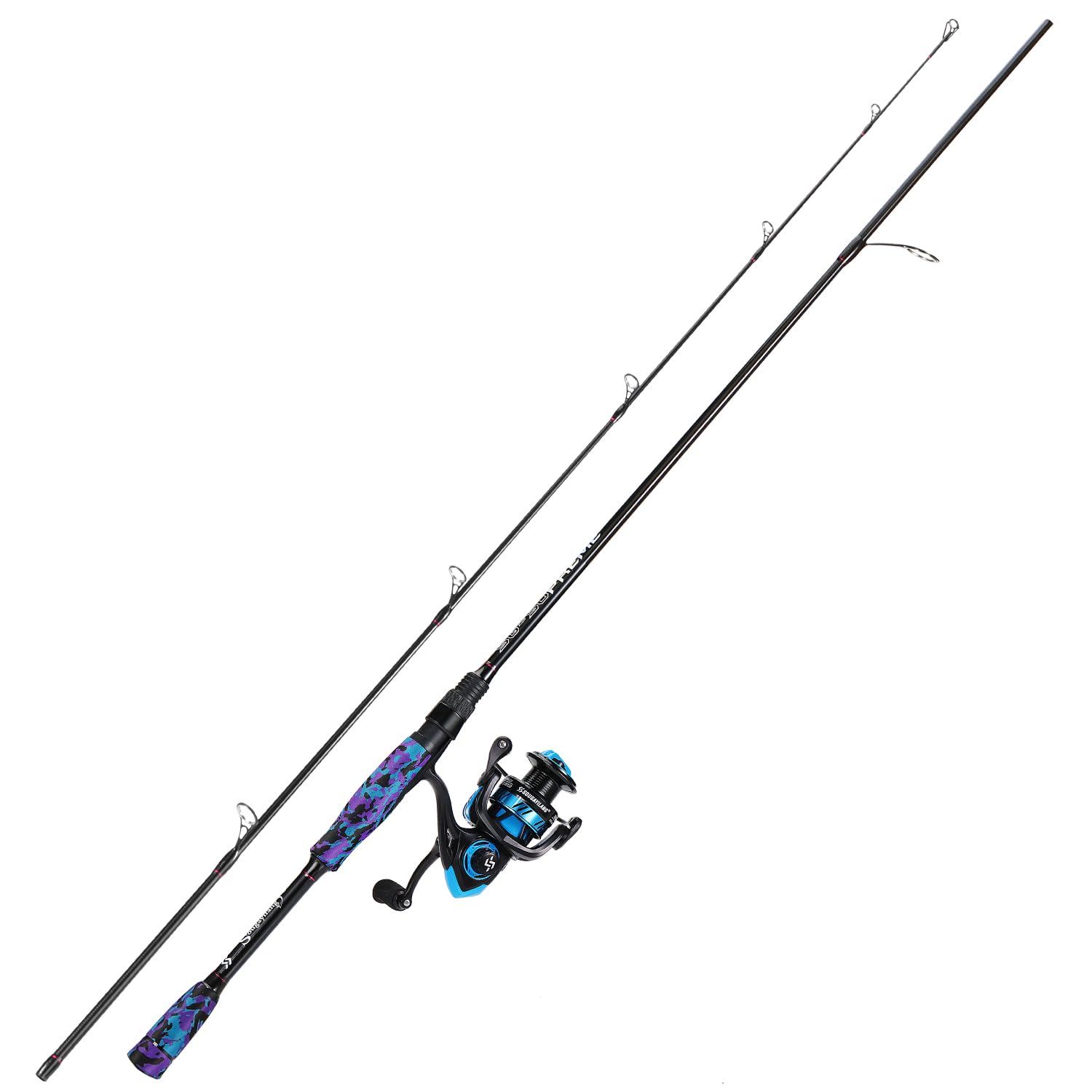Sougayilang MX-1 - Canna da spinning e mulinello, canna da spinning a 2 sezioni con mulinello da spinning 11+1BB, set per pesca di spigola, spigola, merluzzo, merluzzo, wrasse