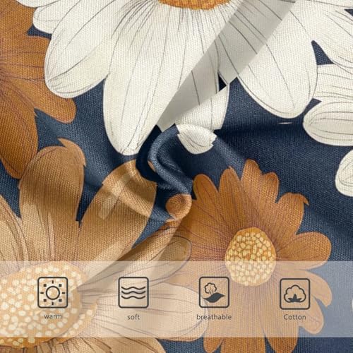 Vintage Daisy Flower Dark Blue Girls' Underwear, Toddler Girl Panties, Cotton Girls Underwear, 2–8 Years3