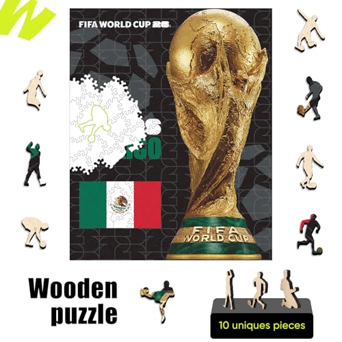 Image of FIFA Mexico Poster Wooden Puzzle for Adult, 200 Pieces Irregular Shape Puzzle, 5MM Thick,Creative Collectible Gift for Fans, Officially Licensed Product, 9.3 x 12