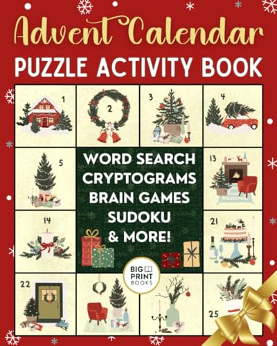 Advent Calendar Puzzle Book: Christmas Countdown With Variety of Brain Games, Word Search, Sudoku, Cryptogram, and More | Fun Activity Gift for Teens, Adults and Seniors (Christmas Gift Collection)
