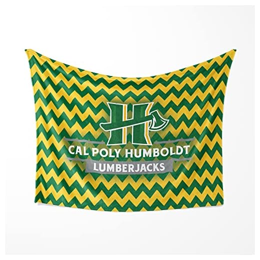 Cal Poly Humboldt University Sherpa Blanket Gift for Student Or Alumni, Humboldt State University Lumberjacks Present for Undergrad, HSU Lucky Logger Dorm Room Throw, Green Gold Zigzag Pattern (5060)