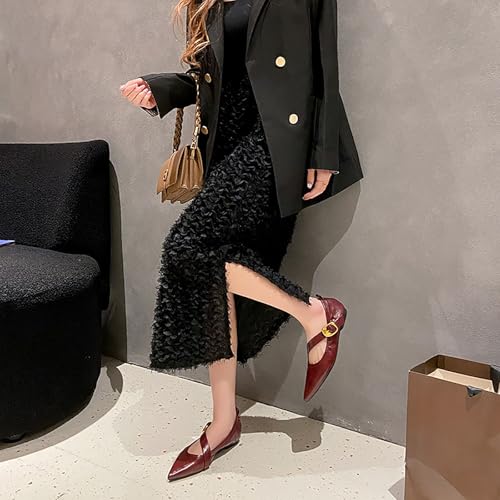 Pointed Toe Mary Jane Flats for Women Summer Low Heel Dressy Casual Slip On Dress Shoes for Work Walking4