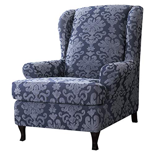 CHUN YI 2-Piece Elegant Jacquard Wing Chair Slipcovers,Wing Back Wingback Armchair Chair
