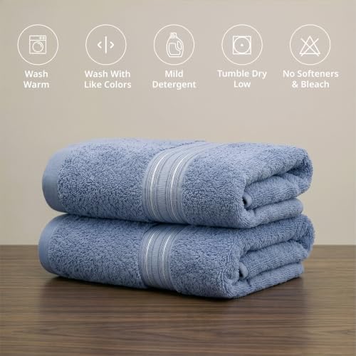 Image of LANE LINEN 575 GSM 100% Cotton Hand Towel 2PC - Light Blue