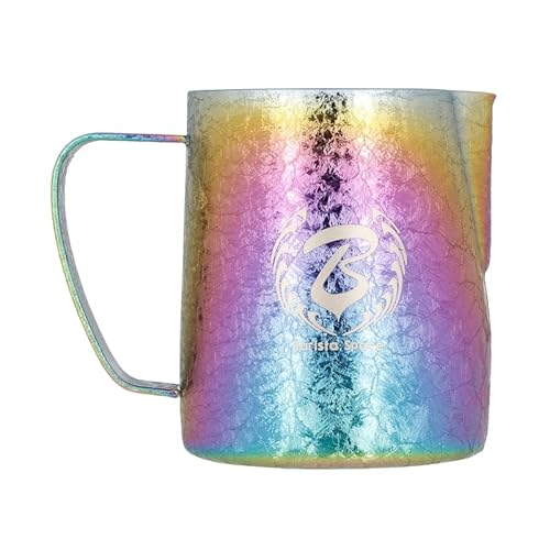 Polished Milk Jug optimal für Latte Art mit präziser Ausgusstülle leicht und handlich empfohlen von Weltmeistern - silverMulticolor - 350ml argento