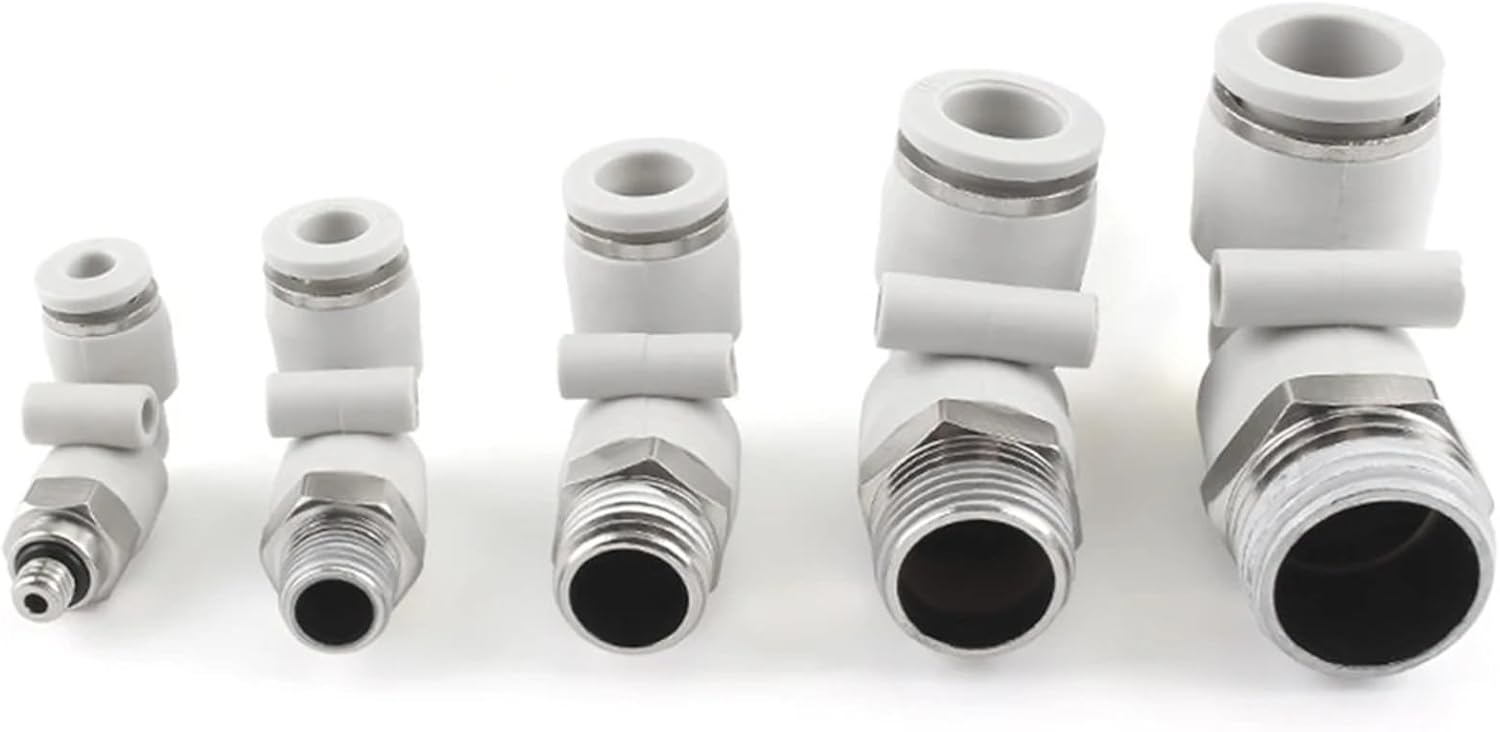 PL Pneumatic Quick Coupling PU Pipe Hose 4 6 8 10 12mm White L-type Brass Thread PT1/4 "1/2" 1/8 "3/8" PL6-M5 1Pcs(PL10-03)