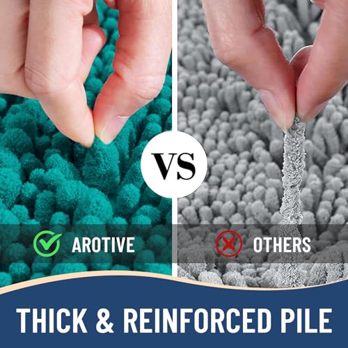Image of Arotive Luxury Bathroom Rugs 30x20, Extra Soft Thick Absorbent Shaggy Chenille Bath Rugs, Machine Wash Dry, Bath Mats for Bathroom Floor, Tub and Shower, Home Decor Accessories, Lake Blue