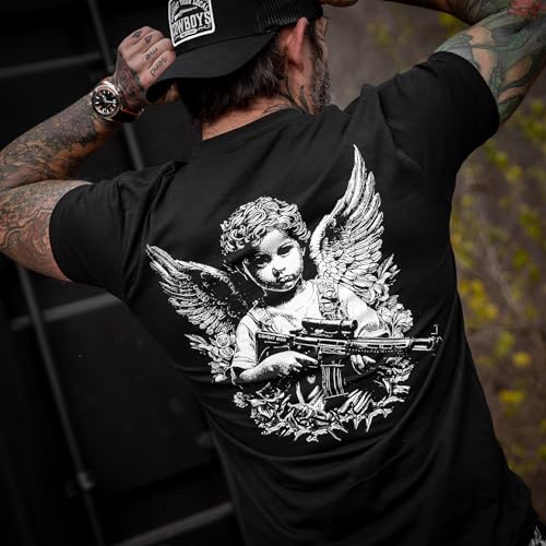 Combat Iron Men's Graphic T-Shirt | Armed Guardian Angel | Cotton-Poly Blend | Athletic Fit, Tagless Comfort3
