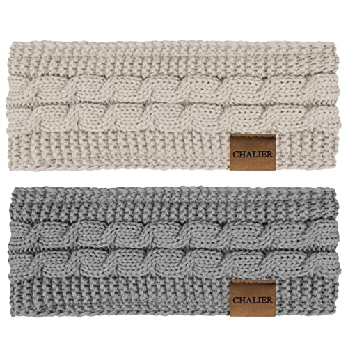 2 Pcs Fascia Capelli Invernale Donna All'uncinetto Caldo Inverno Fasce in Maglia per Capelli Donne Cerchietto Ragazze Turbante Lavoro Lo Shopping Sci Corsa