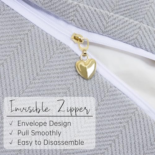 ZWJD Light Gray Pillow Covers 12x20 Set of 2 Chenille Throw Pillow Covers with Elegant Design Soft and Luxurious Decorative Throw Pillows for Couch, Bed, and Home Decor