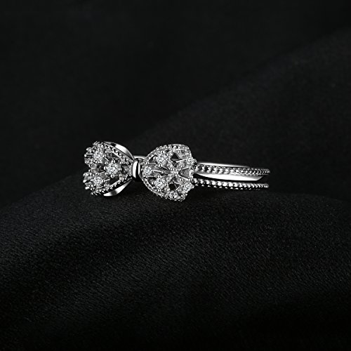 Image of JewelryPalace 14k White Yellow Rose Gold Plated 925 Sterling Silver Rings for Women, Cubic Zirconia Promise Rings for Her, Stackable Wedding Bands Rings for Women Infinity Forever Love Knot Ring