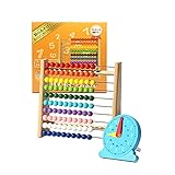 100玉そろばん 百玉そろばん 知育 玩具 女の子 男の子 プレゼント 誕生日 子供 室内 遊び おもちゃ 木製 学習 時計 セット 6歳