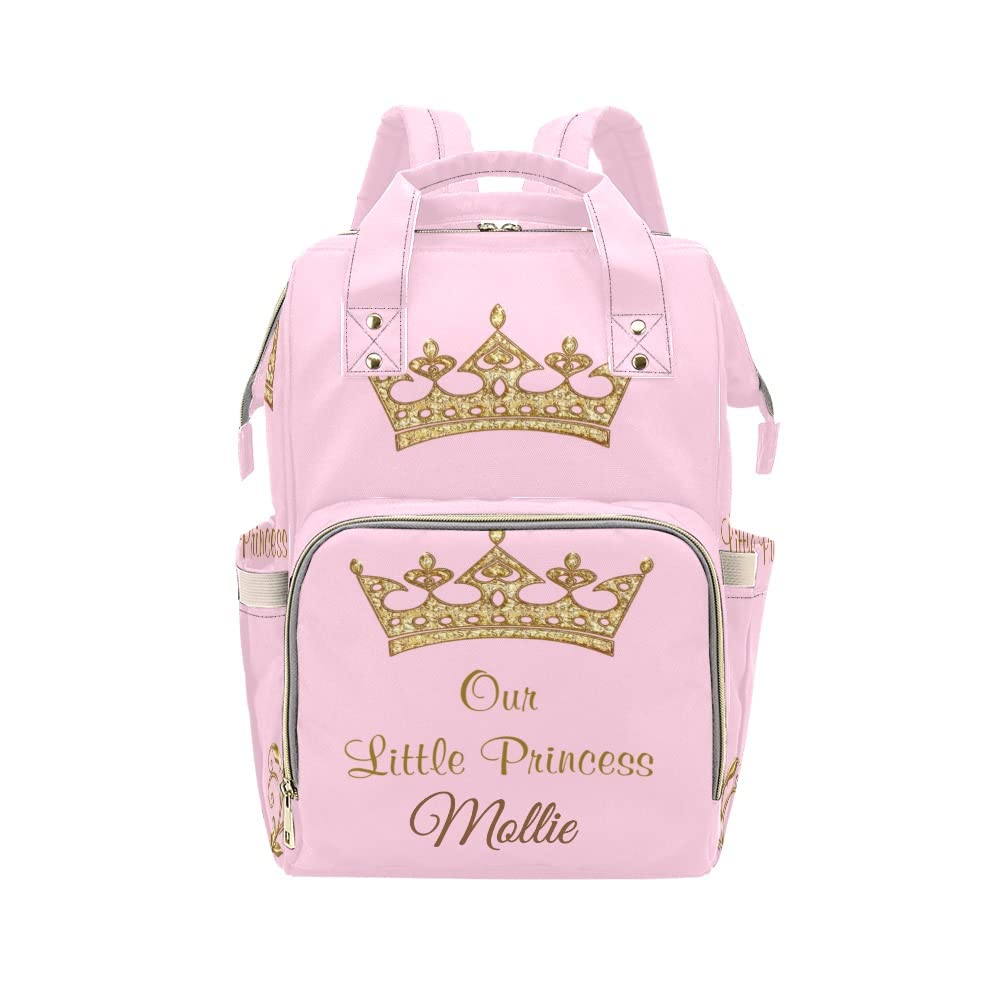 Grandkli Our Little Princess Personalized Diaper Bag Multi-Function Backpack Nappy Bag Travel DayPack for Unisex, One Size