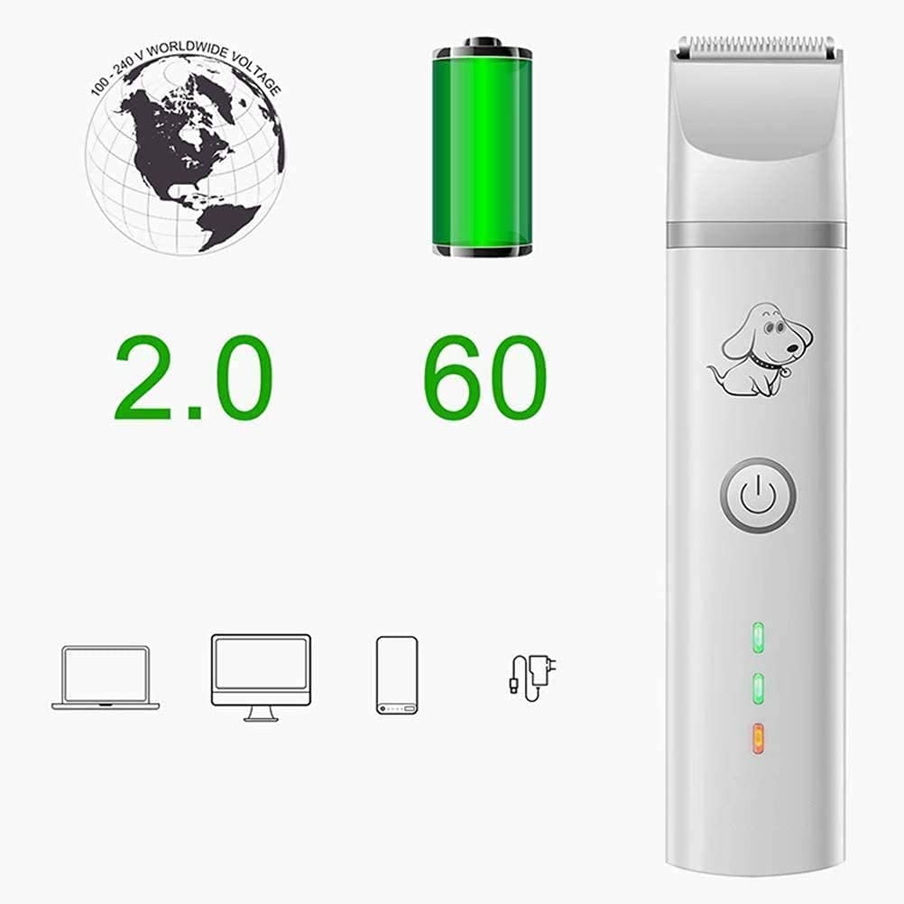 Molinillo de Clavo para Perros, cortadores de uñas eléctricos 3 en 1 para Perros, Recargables con bajo Ruido y Molinillo de Clavo para Perros sin Dolor para Perros Grandes y Gatos, Blanco