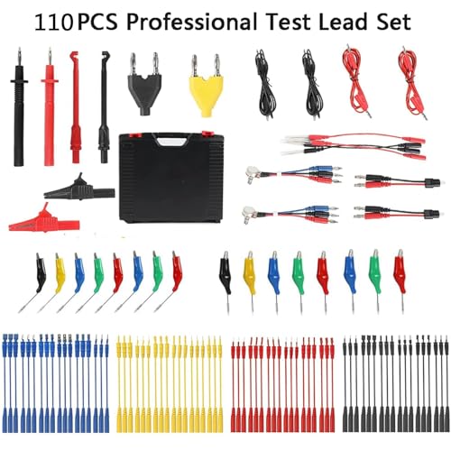 Image of 110pcs Automotive Circuit Test Leads Kit Multimeter Test Leads Kit Relay Tester Electric Tester Diagnostic Tool Automotive Back Probe Kit Wire Meter Leads with Alligator Clips and Black Carrying Case