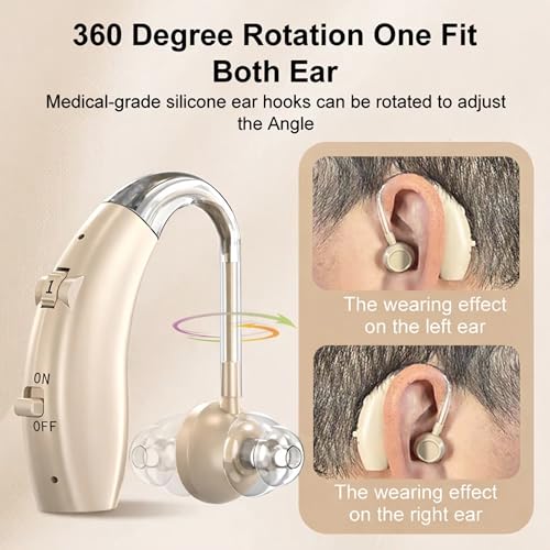 Image of Fastwell F25 Rechargeable Hearing Aid for Adults & Seniors, Behind-the-Ear Design, 30 Min Quick Charge, Noise Reduction, Single Ear With 6-Month Warranty (Gold)