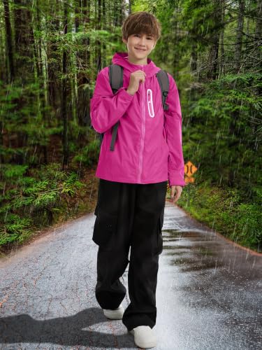 Image of UIQUR Boys Girls Rain Jacket Kids Waterproof Raincoats 5-14 Years