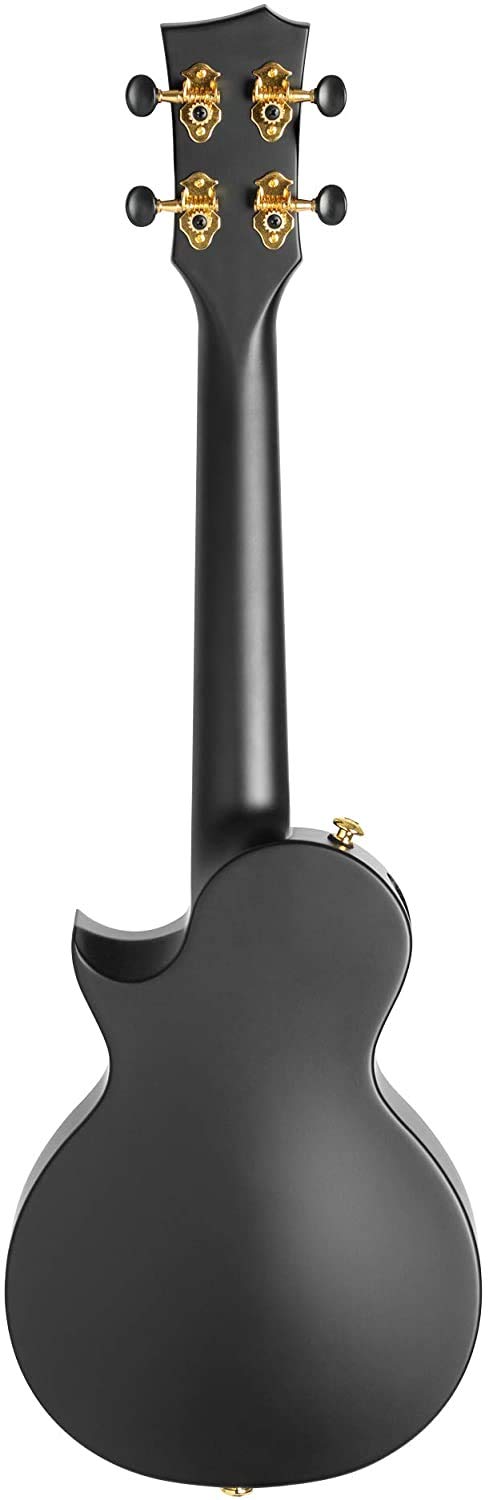 CASCHA Konzert Ukulele Set aus Kohlefaser I Carbon Ukulele Starter Kit mit 3 Plektren Tasche Gurt I Ukulele Set Fluorcarbon Saiten I Kleine Hawaii Gitarre für Anfänger Fortgeschrittene I Schwarz