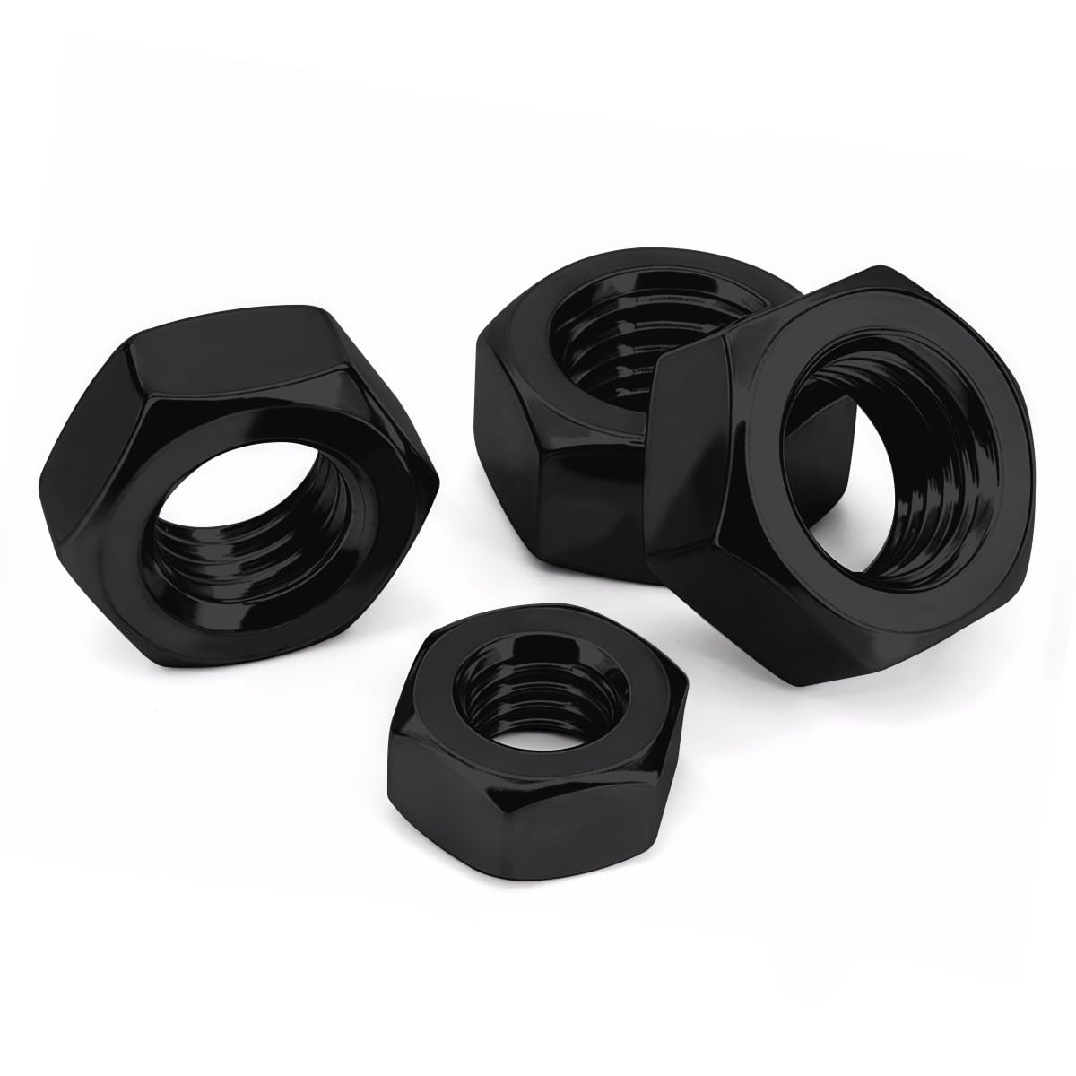 Drenky M8 Nuts 304 Stainless Steel Nut DIN934 Metric Black Hex Nut Fasteners for Bolts & Screws, Standard Thread, 25 Pcs