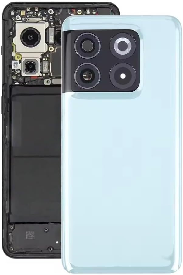 for OnePlus 10T Back Glass Battery Door Cover Replacement, Rear Housing Case with Camera Lens, for OnePlus 10T 5G CPH2415 CPH2417 Rear Glass Panel Back Cover Repair Parts (Black)