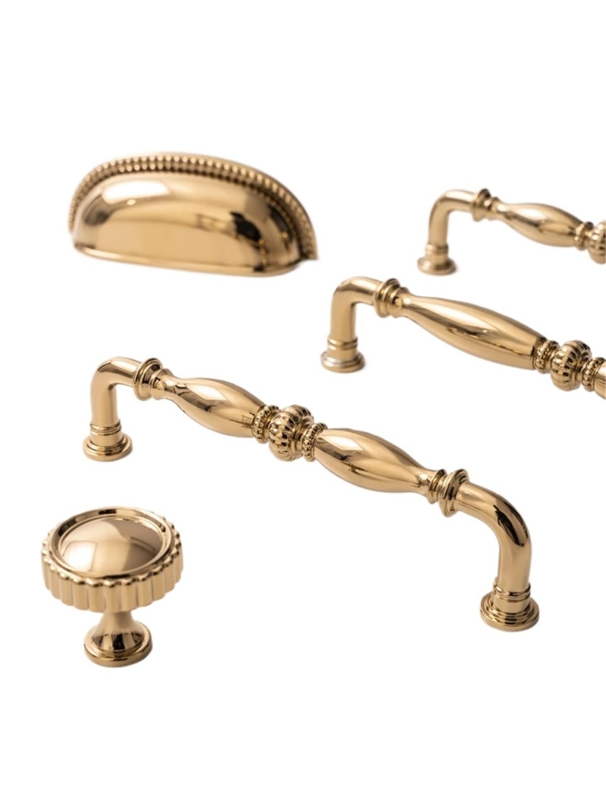 Qvorlth Pitch-Row-160Mm Vintage Cabinet Pulls Solid Brass Kitchen Cabinet Handle Bright Gold Luxury Furniture Pull Wardrobe Dresser Drawer Knob(Pitch-Row-160Mm)