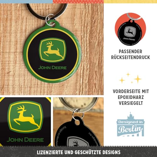 Nostalgic-Art Retro Schlüsselanhänger, Ø 4 cm, John Deere – Logo – Geschenk-Idee für Traktor-Fans, Original Lizenzprodukt (OLP), aus Metall, Vintage Design