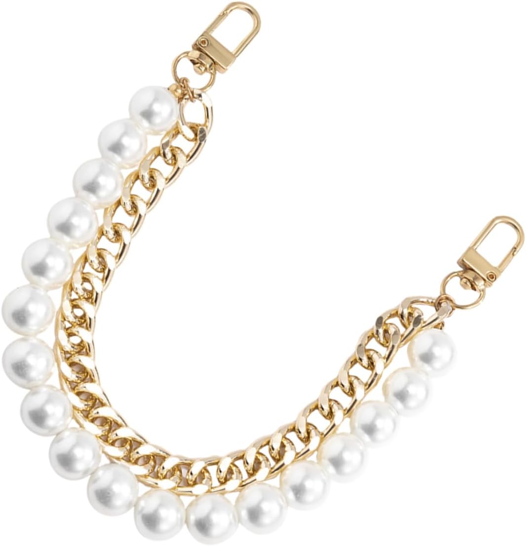OSALADI Fashion Pearl Bag Chain Strap Elegant Replacement for Handbags Purses and Shoulder Bags Easy to Install Stylish Imitation Pearls for DIY Crafting and Decoration
