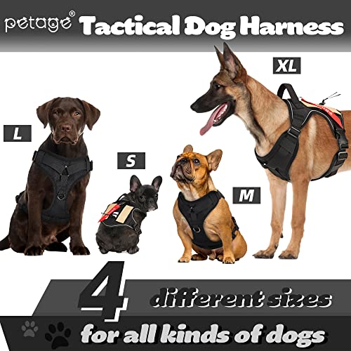 Petage Tactical Dog Harness For Small Medium Large Dogs No Pull Adjustable Soft Padded Dog Vest Reflective No-Choke Pet Oxford Vest With Easy Control Pet Vest Military Service Dog Harnesses(Blackl) #TOP1
